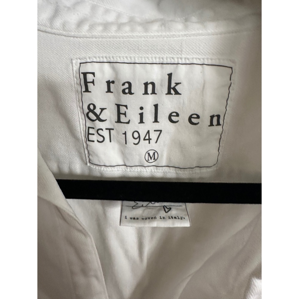 Frank & Eileen Eileen White Raw Hem Italian Cotton Oversized Button Up M - Picture 2 of 6